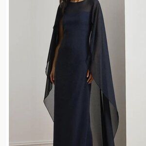 Sheer Cape Georgette Column Gown Lauren Ralph Lauren